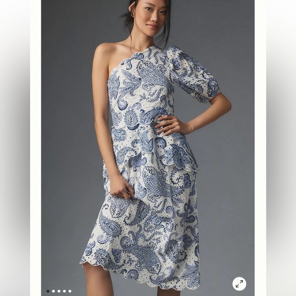 FARM Rio Dresses & Skirts - Farm Rio One-Shoulder Eyelet Midi Dress